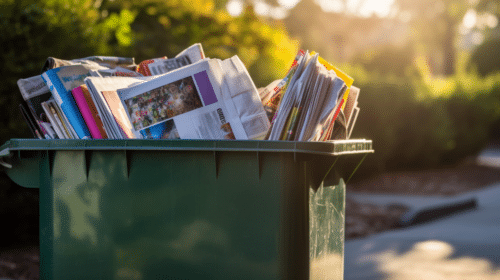 magazines in recycle bin